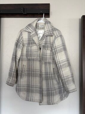 Sebby Cream & Gray Plaid Utility Shacket